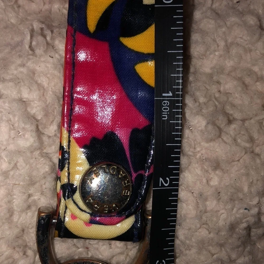 Vera Bradley colorful keychain with clip and snap strap